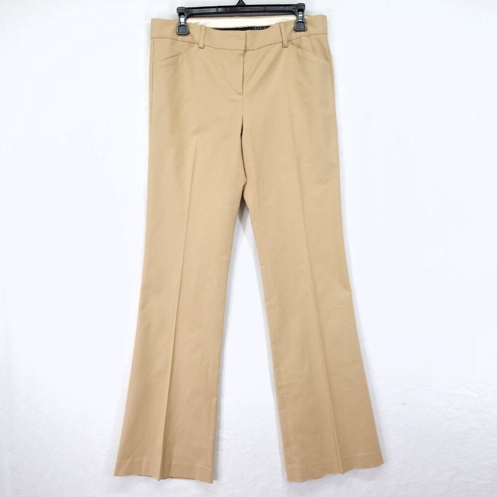 Theory Dress Pants Womens 10 Beige Flare Leg Stretch With Pockets